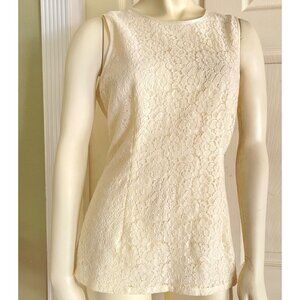 size 10 cream/ivory lined lace tank top cami zip‎ back Banana Republic